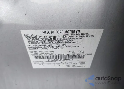 2012 Ford Flex Se from USA, damaged, VIN 2FMGK5BC5CBD10575